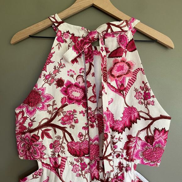 CARA CARA Savannah Cutout Floral-print Linen Mini Dress In Pink Size Medium - Picture 12 of 16